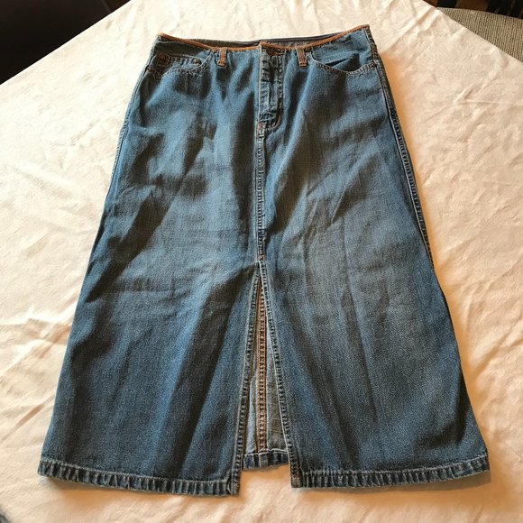 Route 66 Dresses & Skirts - Long Denim Skirt Front Slit